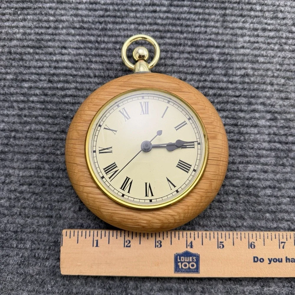 Vintage Hand Made Wooden Desk Clock Quartz Tochigi Tokie Japan With Stand